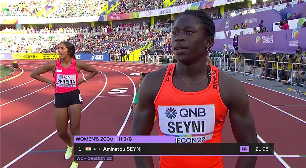 Niger's Seyni broke 22 seconds barrier in Oregon 22 semi final.