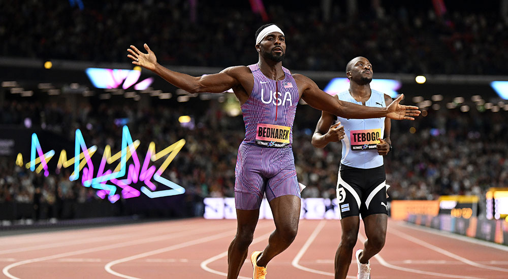 Kenny Bednarek wins double sprint in Budapest.